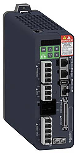 Bâtiment industriel montrant la technologie d'automatisation, avec des ports de connexion et un panneau de commande comprenant des symboles de contrôle.