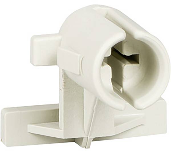 Support en plastique de couleur beige, adapté aux fixations de tuyaux dans les projets de construction. Comprend des rainures pour une prise solide et une installation facile.