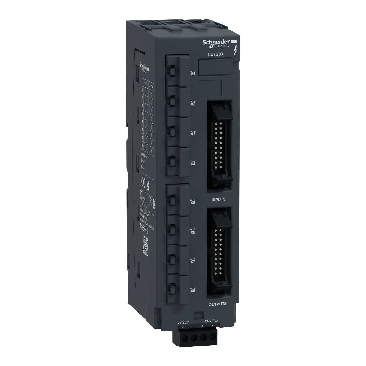 Composant électronique noir de Schneider Electric, numéro de modèle LUB12. Il dispose de plusieurs bornes pour les entrées et les sorties.