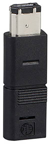 Un adaptateur noir avec une fiche métallique sur le dessus, adapté aux connexions électriques ou aux charges.
