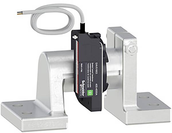Capteur de lumière dans un boîtier métallique avec câble, utilisé pour des applications industrielles de précision.