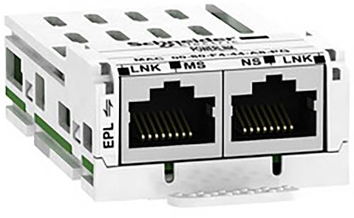 Deux ports Ethernet dans un boîtier d'adaptateur blanc, adaptés aux connexions de câbles réseau.