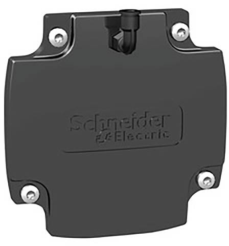 Boîtier noir avec le logo 'Schneider Electric', quatre vis aux angles.