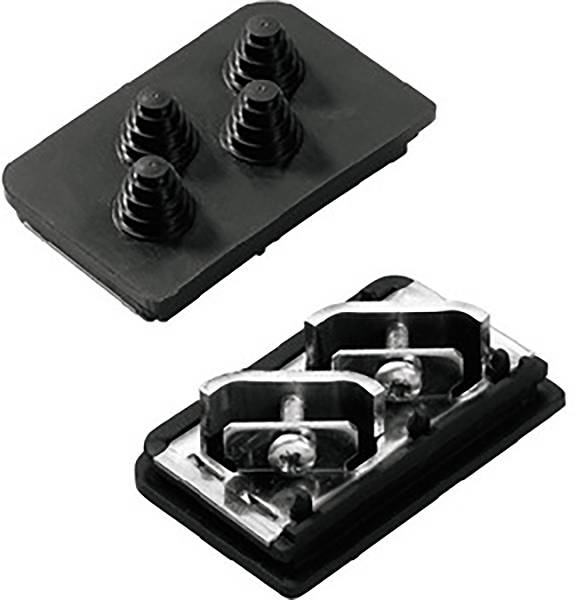 Une pédale de vélo noire avec des picots antidérapants et un système de fixation double. Adaptée à différents types de vélos.