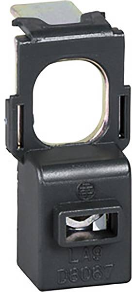 Composant électrique noir avec une ouverture rectangulaire et un contact métallique en haut. Adapté pour un montage sur circuit imprimé.