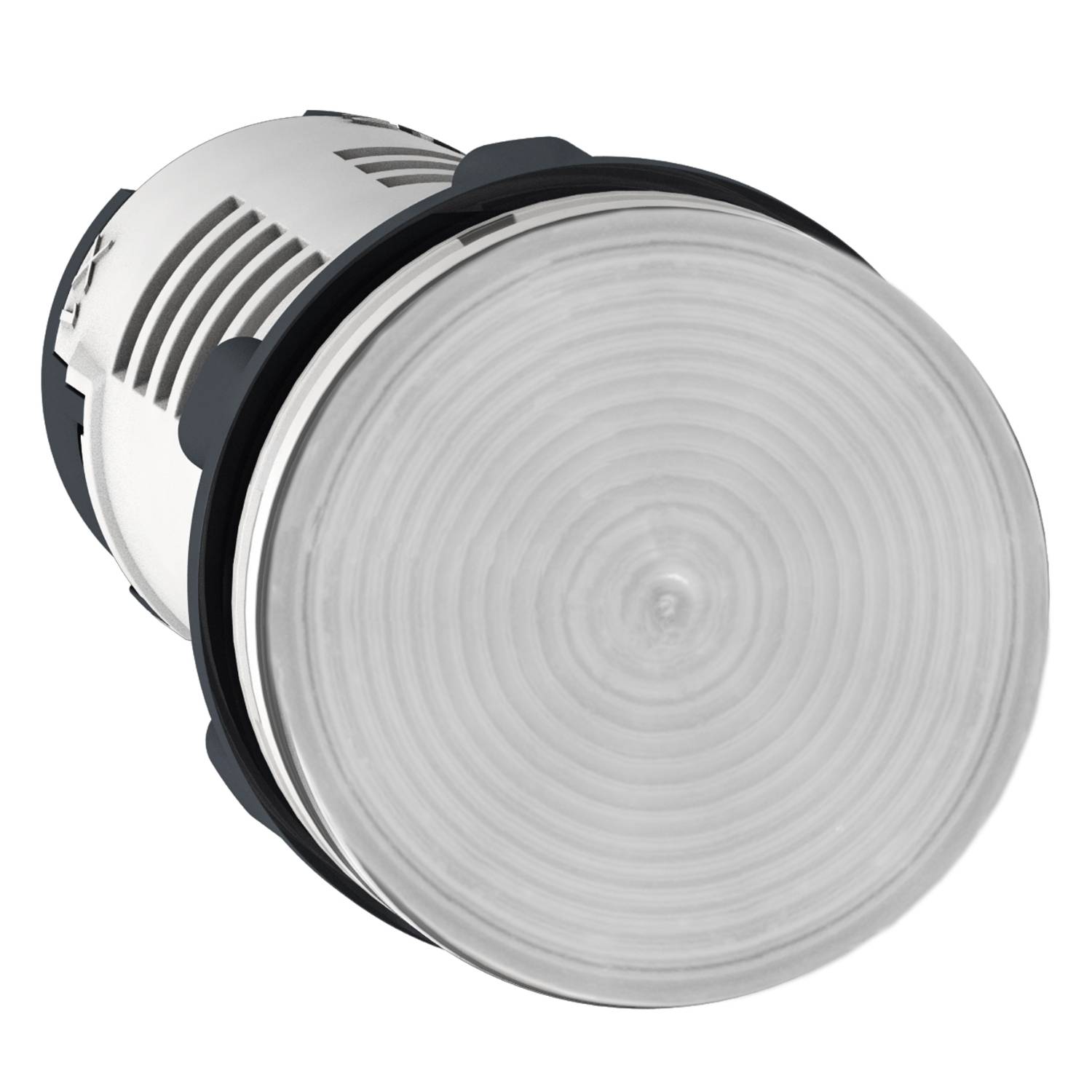 Un bouton-poussoir rond avec un couvercle transparent en plastique, adapté aux applications industrielles.