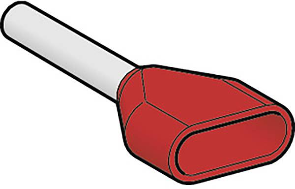 Capuchon en plastique rouge, de forme rectangulaire, avec une ouverture visible, fixé sur une tige blanche.