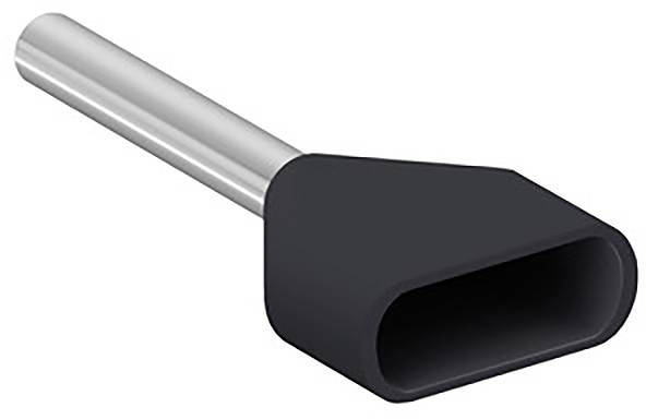 Pièce de tuyère noire, rectangulaire, avec un tube argenté.