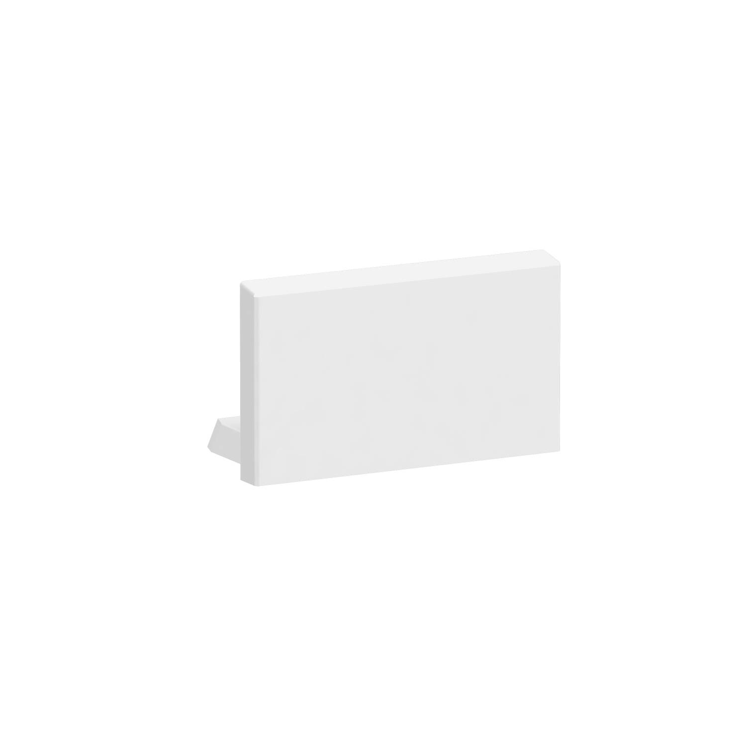 Un objet rectangulaire blanc avec un petit support rectangulaire à l'arrière, présenté sur un fond blanc.