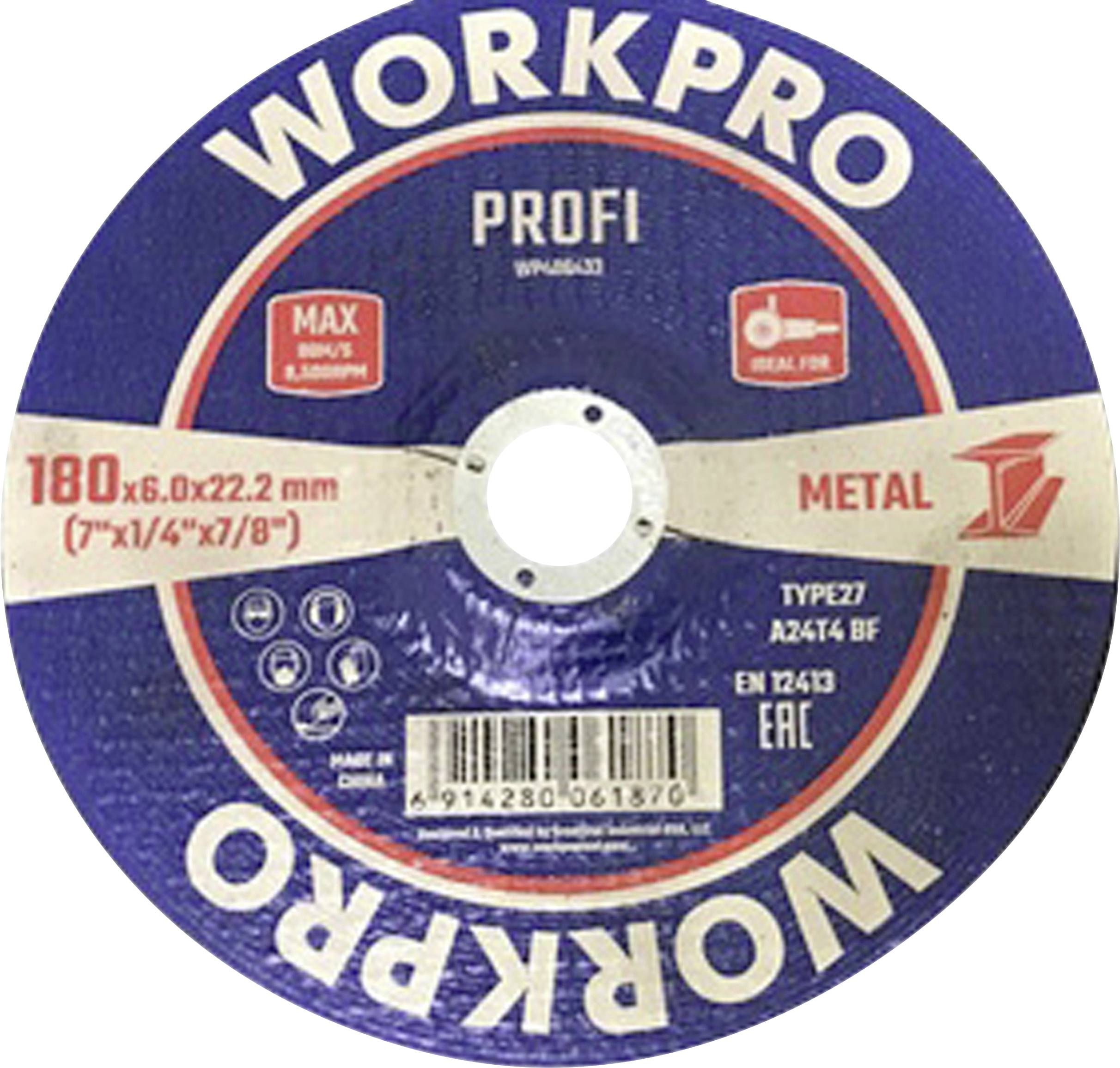 WorkPro WP406433 Disque abrasif Diamètre 180 mm Ø de perçage 22.2 mm 5 pc(s)