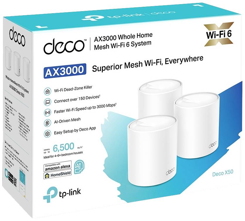TP-LINK Deco X50 paquet de 3 Réseau maillé 3000 MBit/s 2.4 GHz, 5 GHz