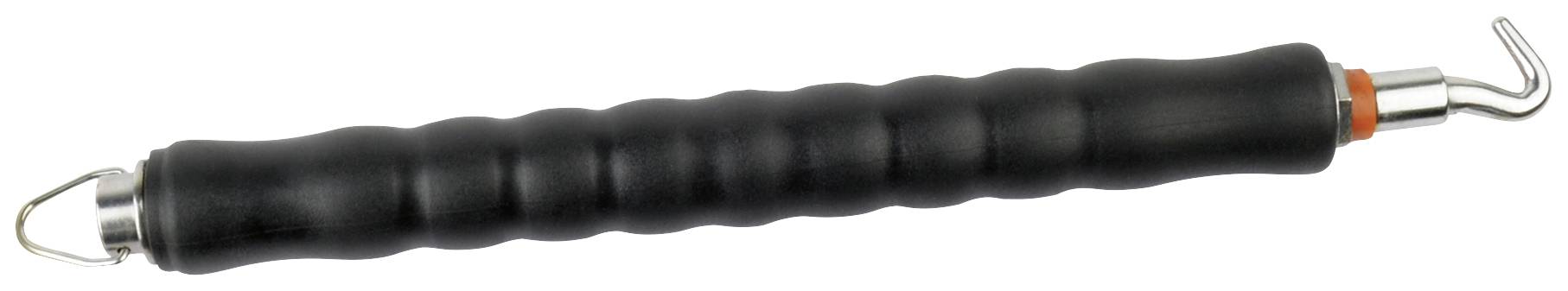 Outil noir avec poignée striée et crochet à une extrémité, probablement utilisé pour des travaux de montage spécifiques.