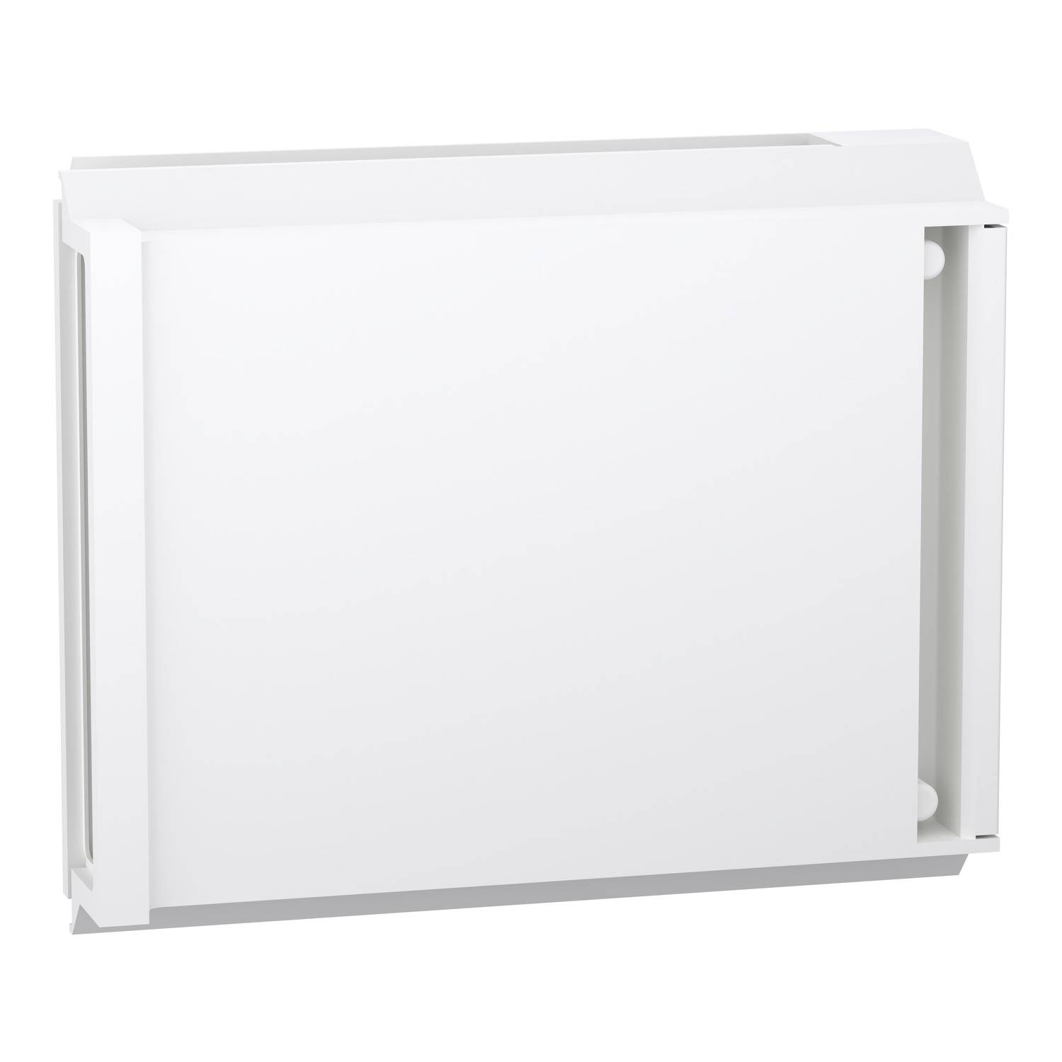Installation de ventilation rectangulaire blanche au design épuré, adaptée aux bâtiments résidentiels ou de bureaux afin d'améliorer la qualité de l'air intérieur.