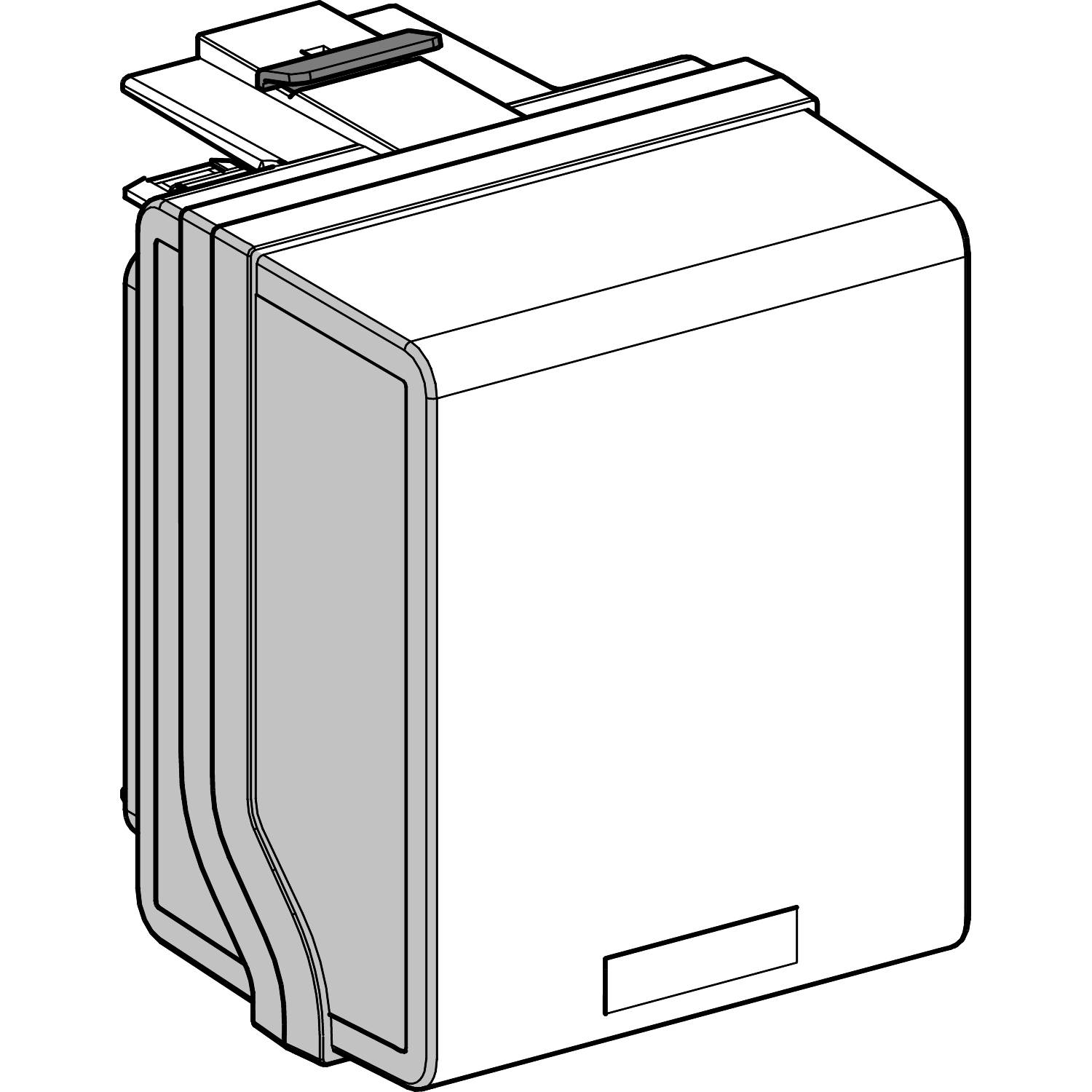 Dessin technique d'un dispositif électrique ressemblant à un interrupteur ou à un relais, avec plusieurs possibilités de connexion en haut.