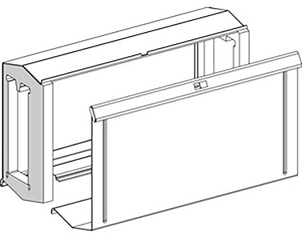 Dessin isométrique d'un boîtier avec couvercle amovible. Montre la structure de base du boîtier et la position du couvercle.