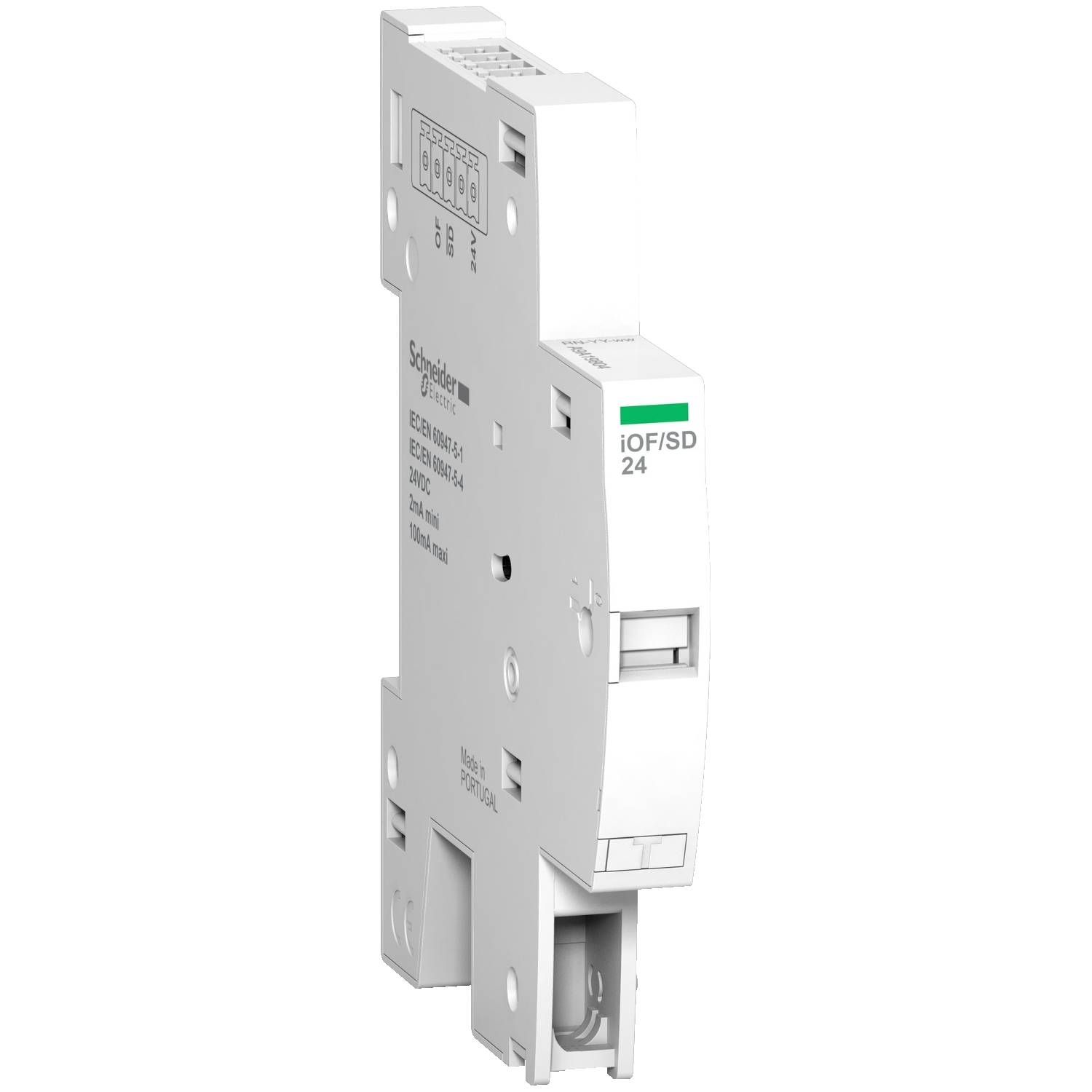 Un module de relais électrique blanc de Schneider Electric, modèle EOR, pour montage sur rail DIN.
