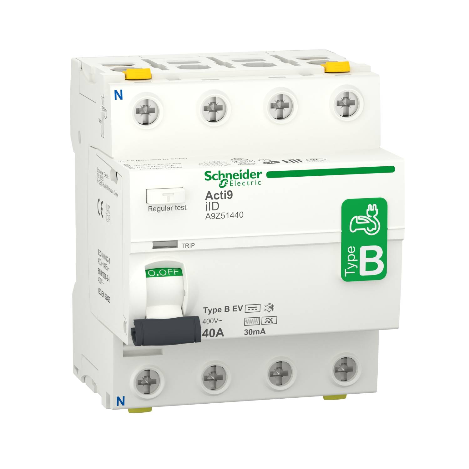 Schneider Electric A9Z51440 Interrupteur différentiel à courant résiduel pour station de charge électrique B 40 A 0.03 A