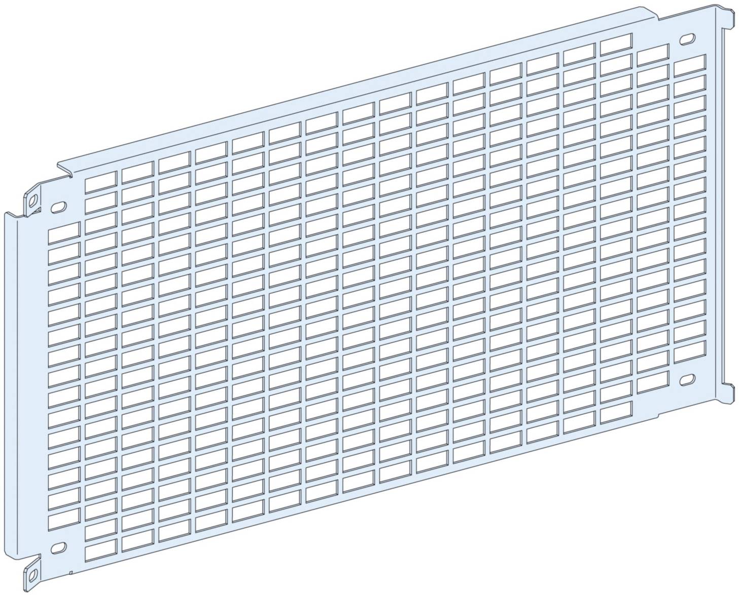Grille de ventilation en métal avec des orifices rectangulaires, conçue pour le refroidissement ou la ventilation d'appareils électroniques ou de boîtiers.