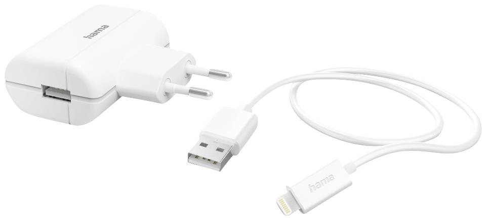 Hama Chargeur USB 12 W 1x USB-A, 1x Apple Lightning blanc intérieure