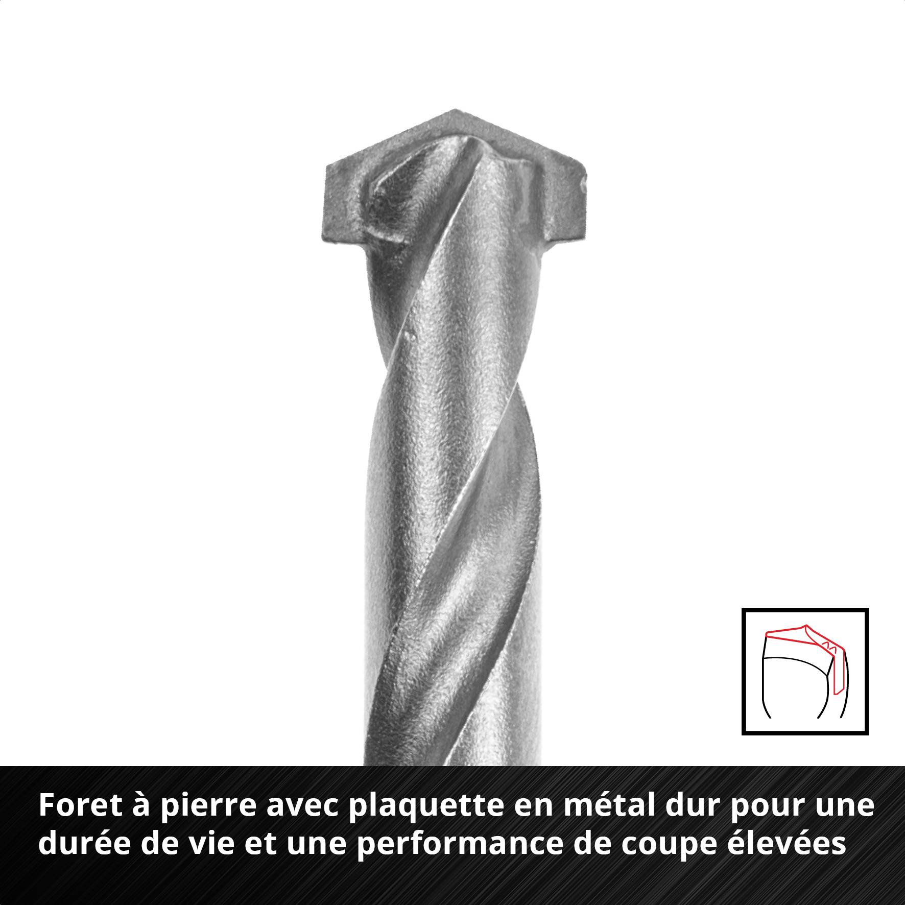 Foret à pastille de carbure pour une durée de vie et des performances de coupe élevées. Il présente un design hélicoïdal robuste.