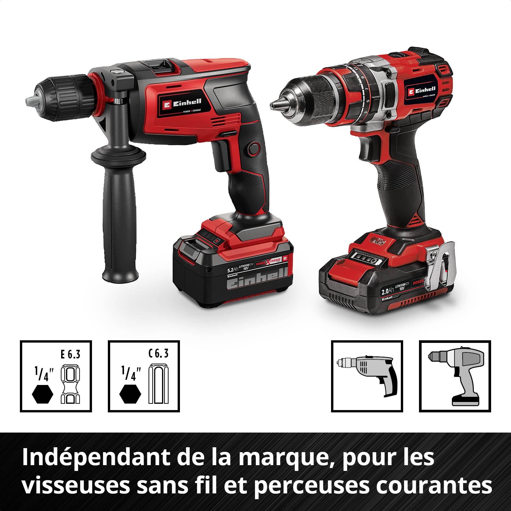 Einhell 108788 95 pièces Assortiment de forets et d'embouts