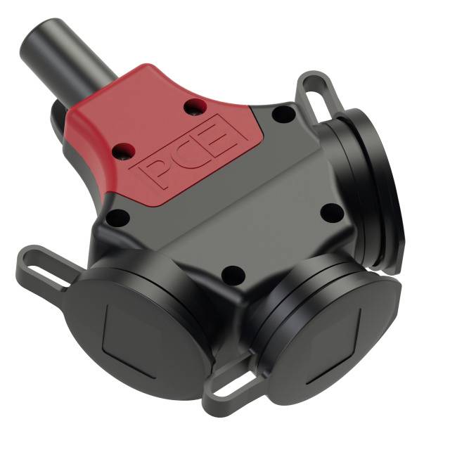 PC Electric 24311-sc Adaptateur triple Polyamide, caoutchouc 250 V noir, rouge IP44