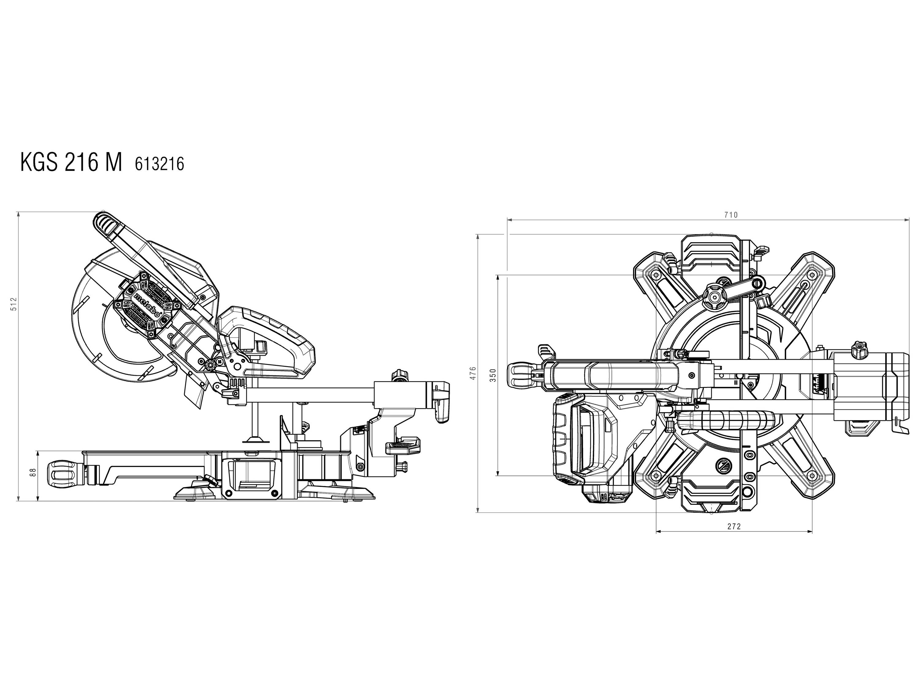 Metabo 613216000 Scie à onglet 216 mm 30 mm 1200 W