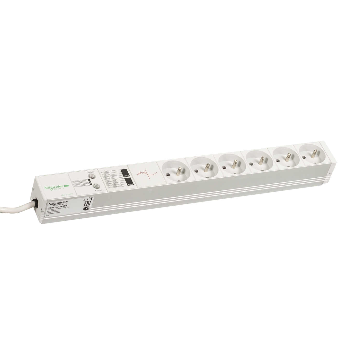 Actassi, rail de distribution électrique 1HE, 6 prises+filtre+parasurtenseur 19P UTE Schneider Electric Contenu: 1 pc(s)