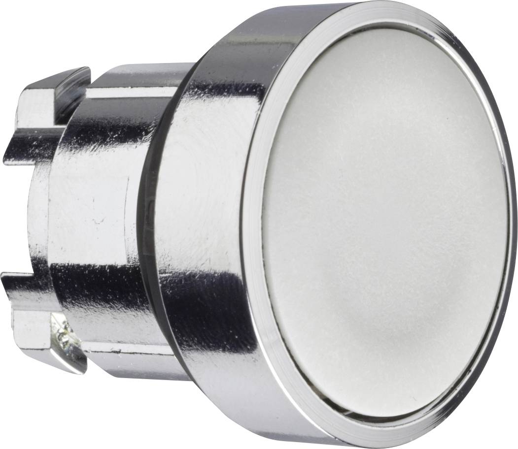 Un bouton-poussoir chromé avec une finition métallique lisse, conçu pour une utilisation industrielle.