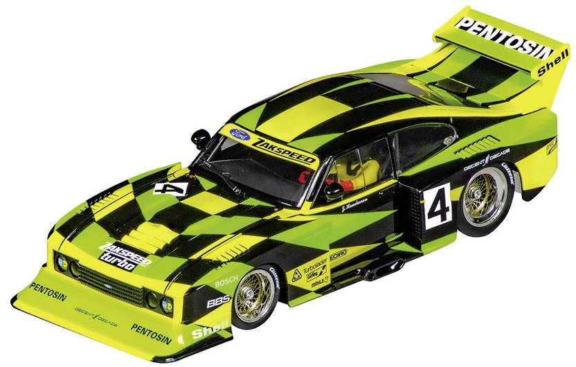 Une voiture de course noir et jaune avec le numéro 4 sur le côté, au design sportif et portant des inscriptions comme 'Pentosin' et 'Zakspeed'.