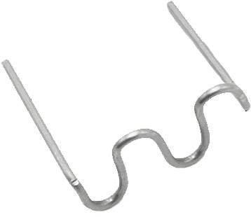 Un ressort métallique dentelé avec deux extrémités droites s'étendant dans des directions opposées.