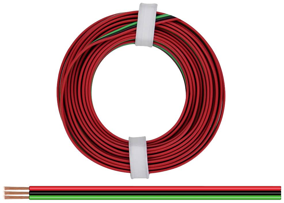 Donau Elektronik 325-014 Fil de câblage 3 x 0.25 mm² rouge, noir, vert 5 m