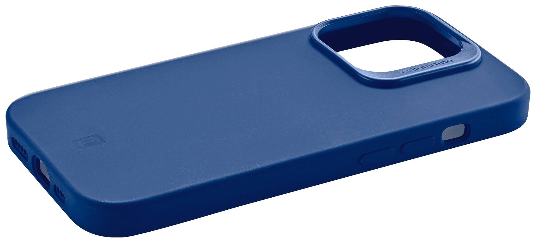 Une coque de téléphone bleue en caoutchouc avec des découpes précises pour l'appareil photo, les boutons et les ports, adaptée aux smartphones modernes.