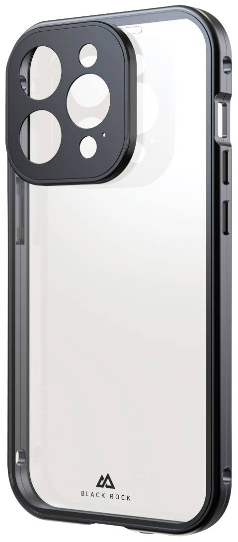 Coque de téléphone transparente avec protection de caméra noir. Logo 