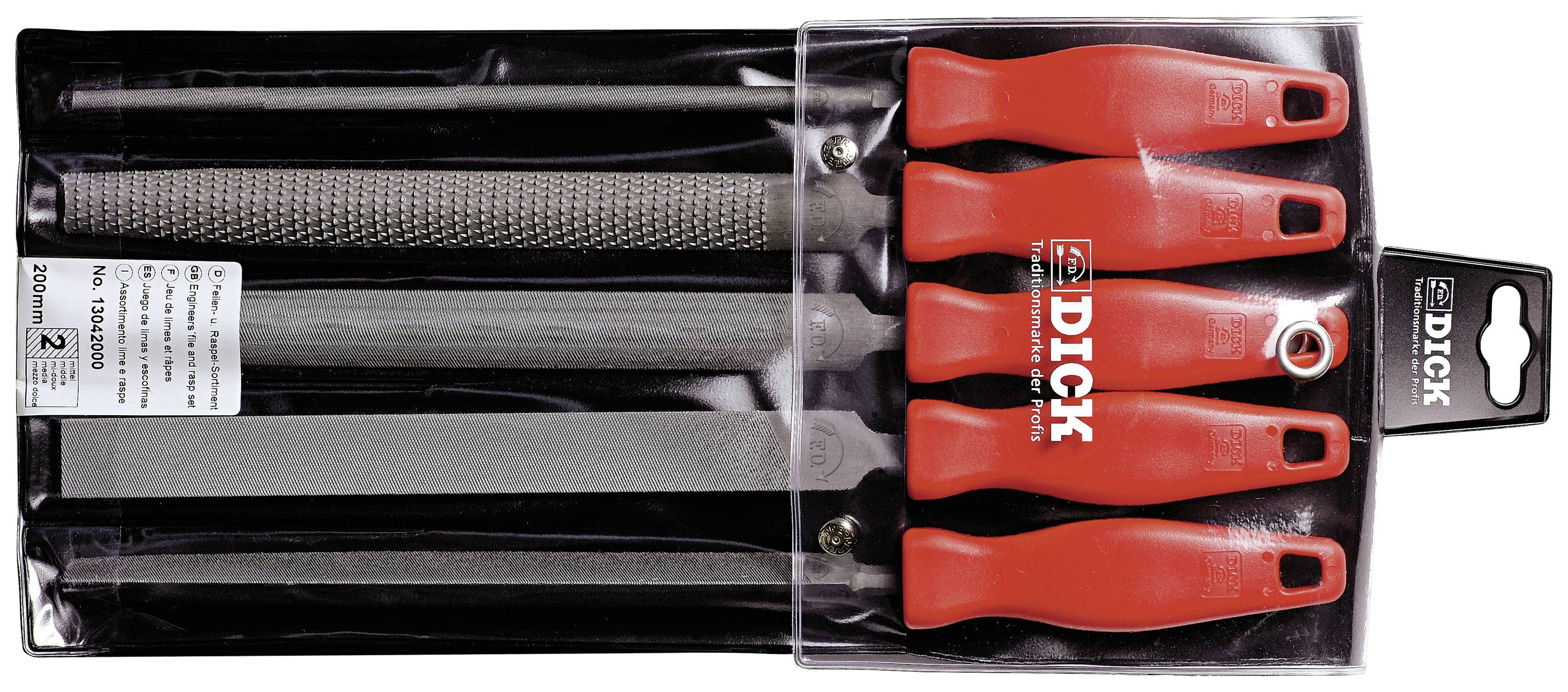 Dick 13042000 SET de lime/râpe, 2 limes, 5 pièces Longueur 200 mm 1 set