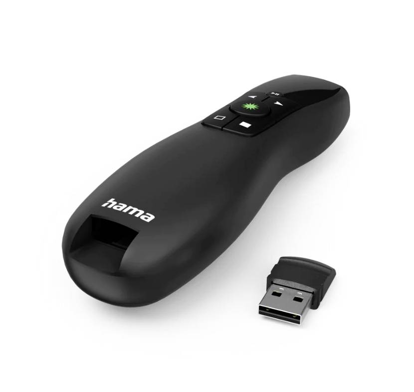 Hama Greenlight-Pointer, 4in1 radio Télécommande de présentation sans fil avec pointeur laser, Ecran intégré