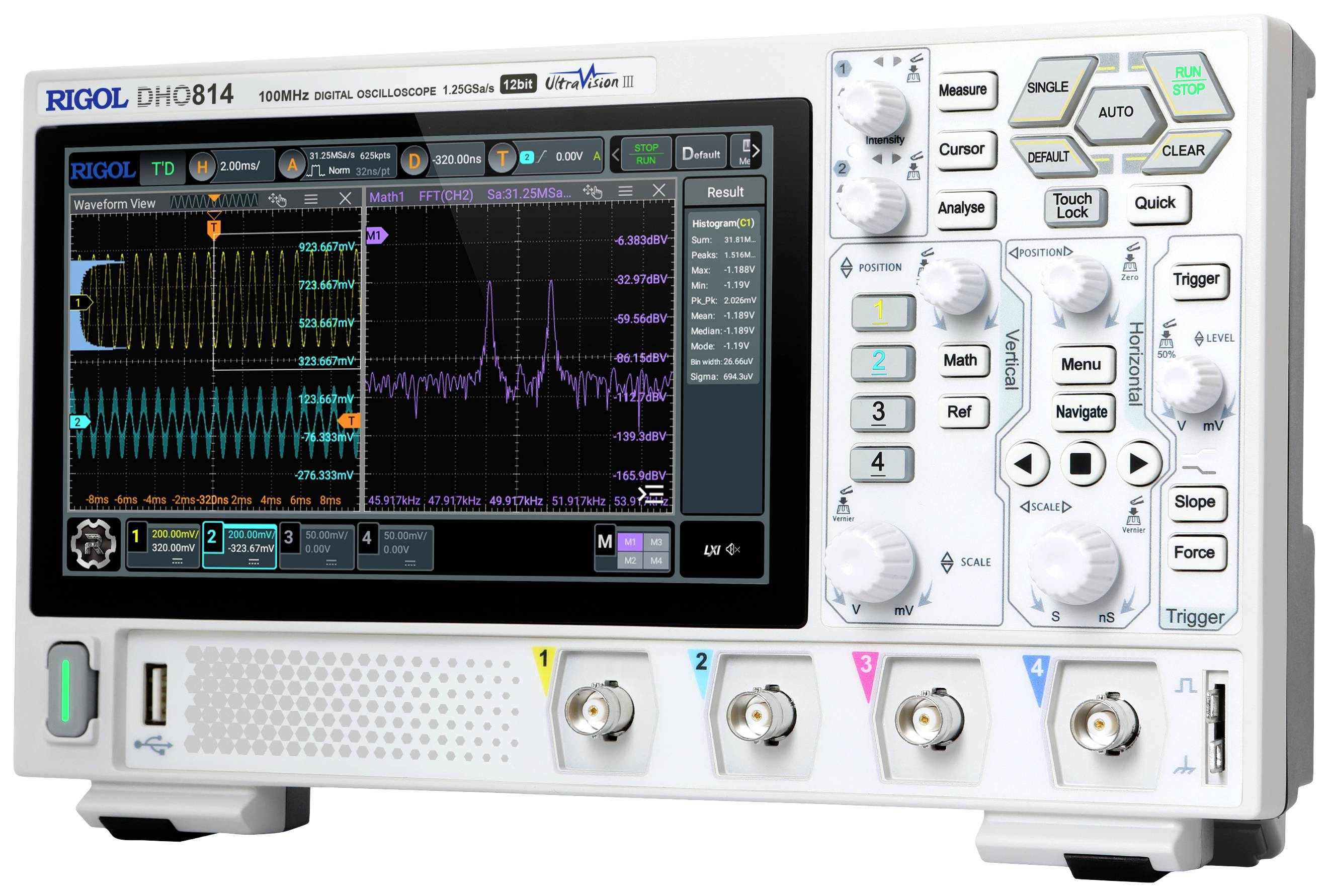Oscilloscope numérique Rigol DHO812 100 MHz 1.25 Géch/s 25 Mpts 12 bits