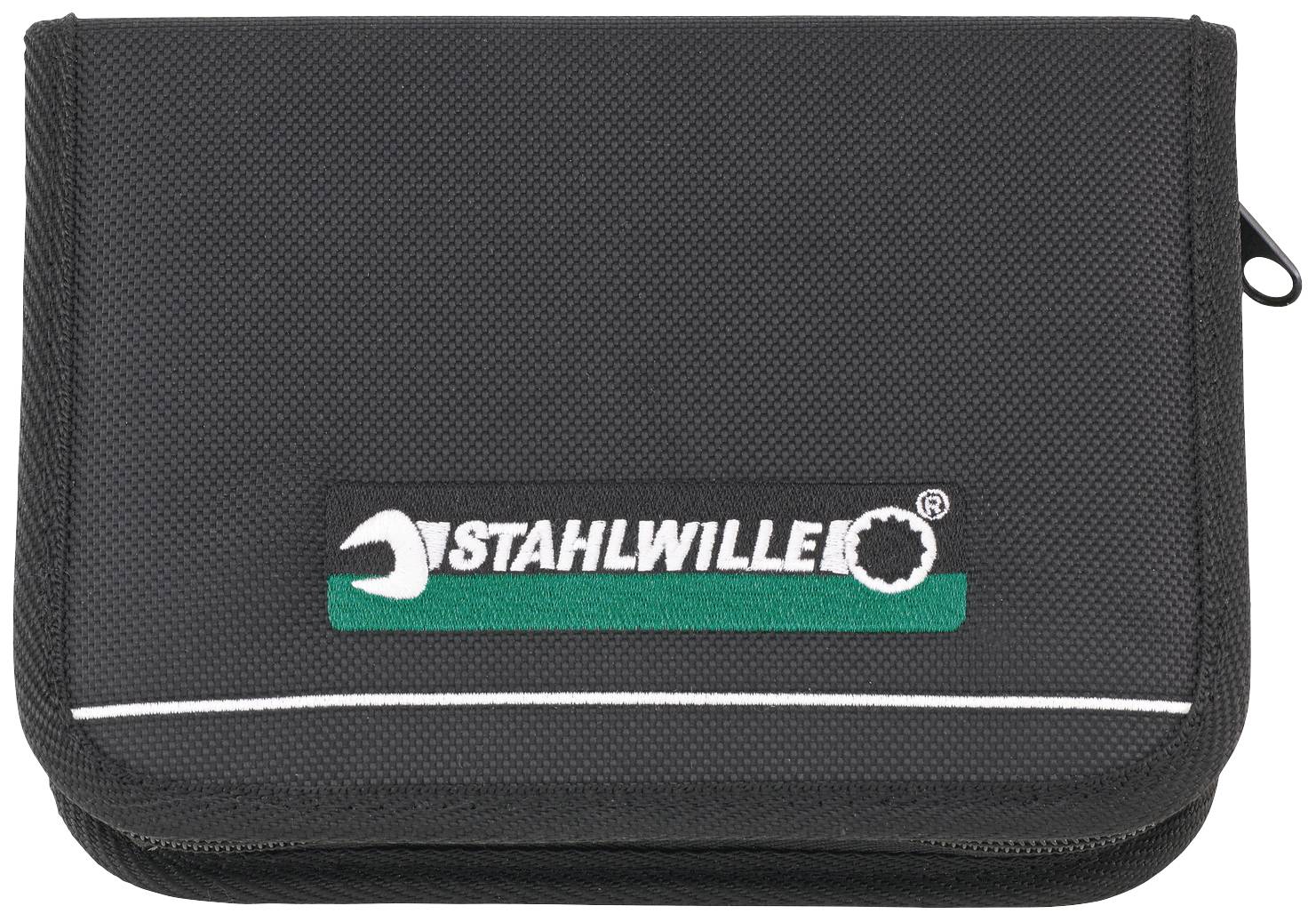 Étui noir avec logo Stahlwille, adapté pour le rangement des outils ou des accessoires.