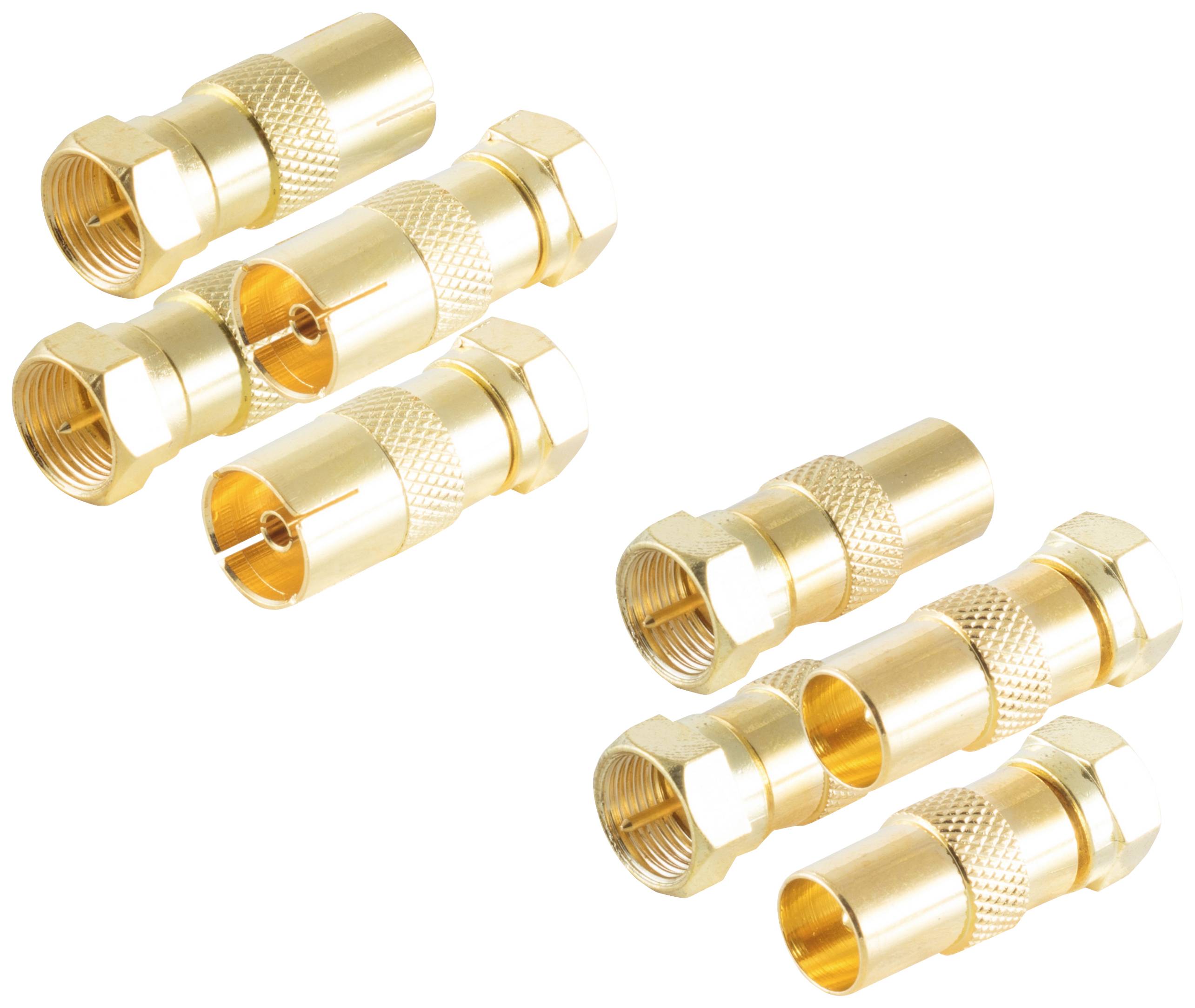 Shiverpeaks BS15-301114 Set d'adaptateur F-coaxial doré Connexions: Fiche mâle F, Prise femelle F, Prise coaxiale IEC, Fiche