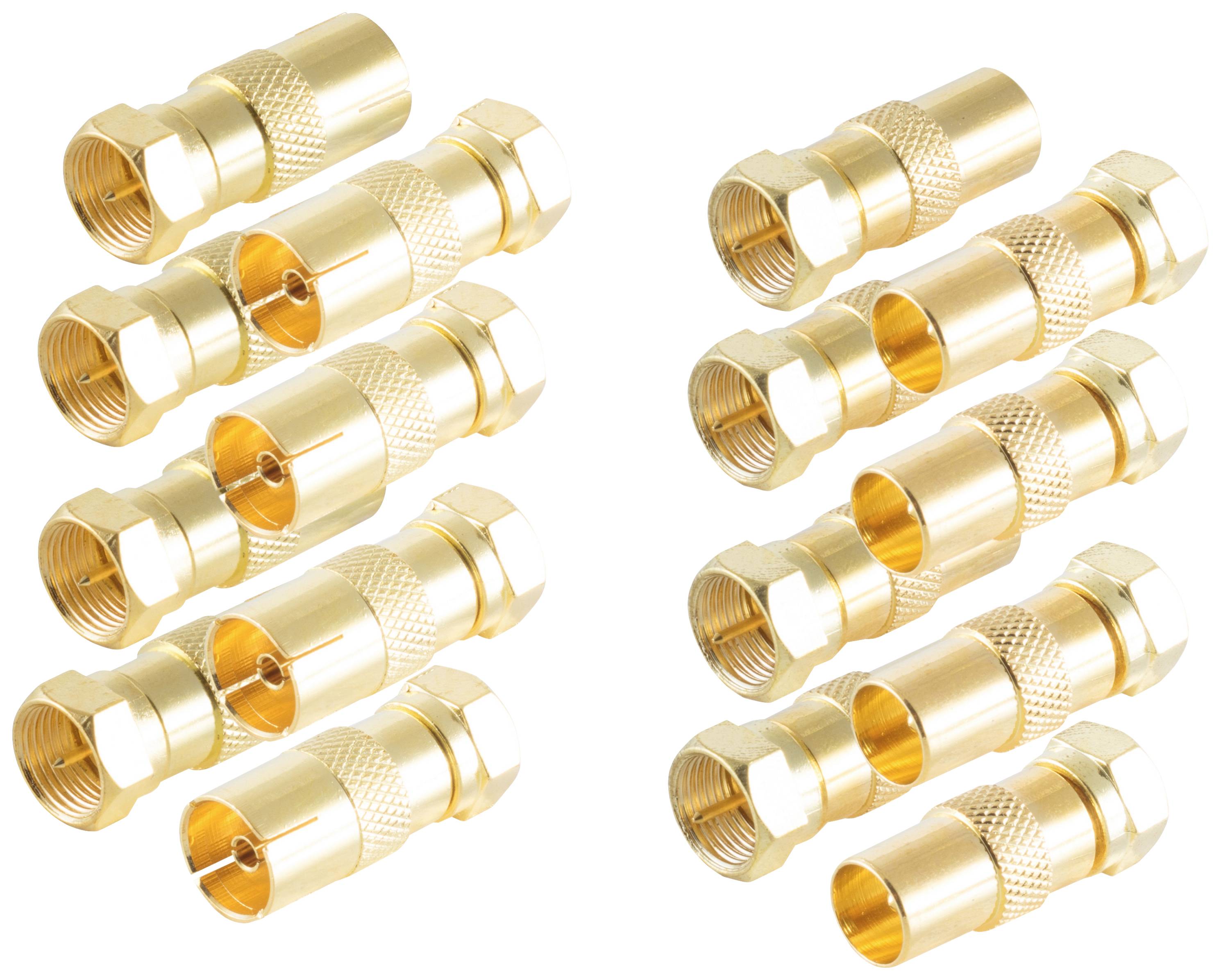 Shiverpeaks BS15-301214 Set d'adaptateur F-coaxial doré Connexions: Fiche mâle F, Prise coaxiale IEC, Fiche coaxiale IEC 1 set