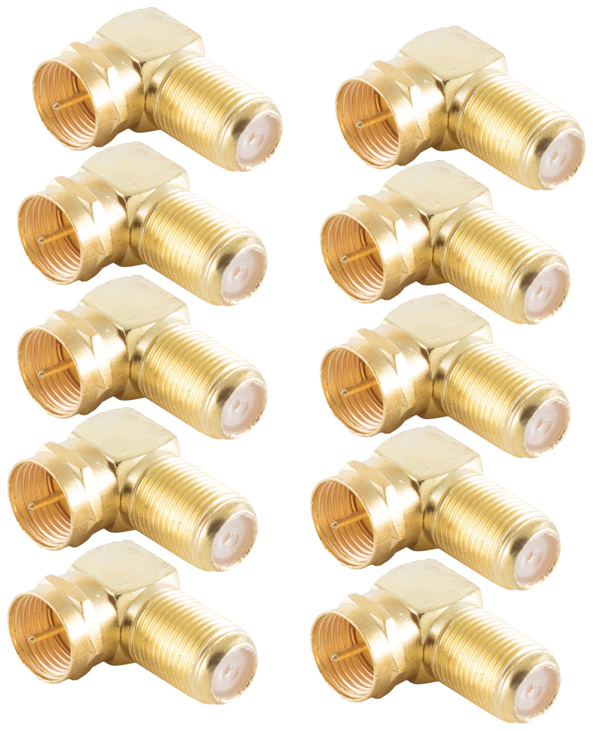 Shiverpeaks BS15-301814 Adaptateur coudé F doré Connexions: Fiche mâle F, Prise femelle F 10 pc(s)