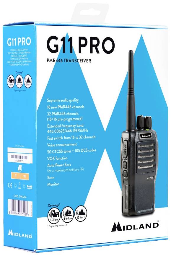 Midland G11 Pro C966.06 Emetteur-récepteur PMR une pièce