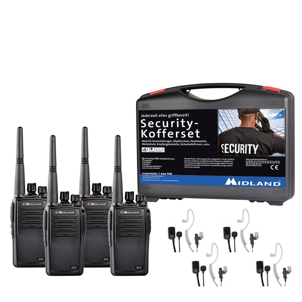 Midland G15 Pro NC PMR 4er Security-Koffer C1127.S4 Emetteur-récepteur PMR jeu de 4