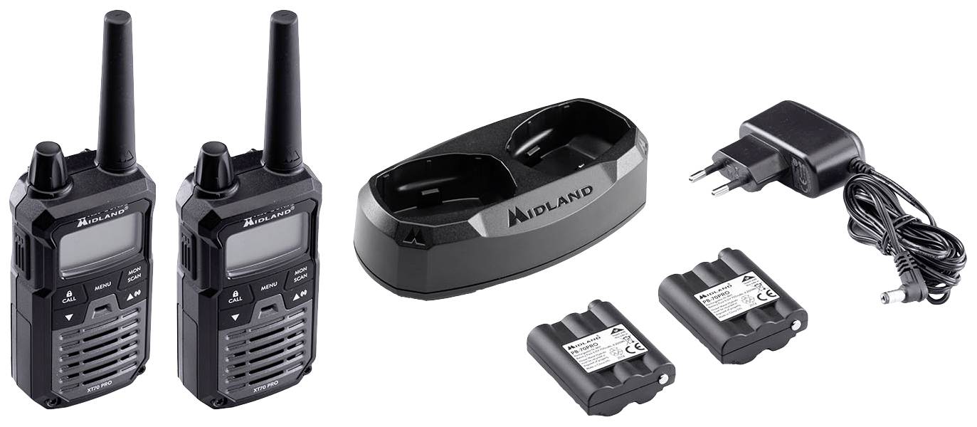 Midland XT70 Pro PMR+LPD Blisterpack Schwarz C1465 Talkie-walkie LPD/PMR jeu de 2