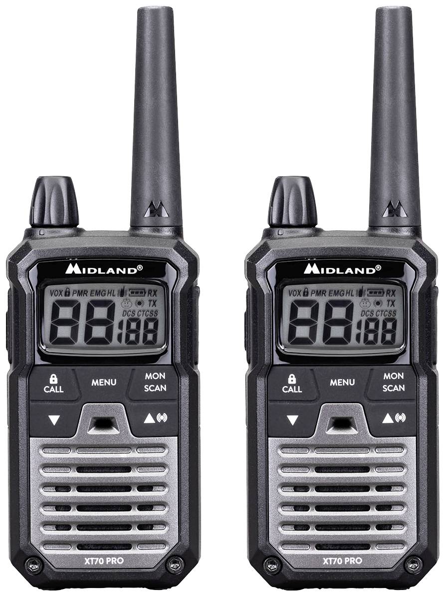 Midland XT70 Pro PMR+LPD Blisterpack Schwarz C1465 Talkie-walkie LPD/PMR jeu de 2