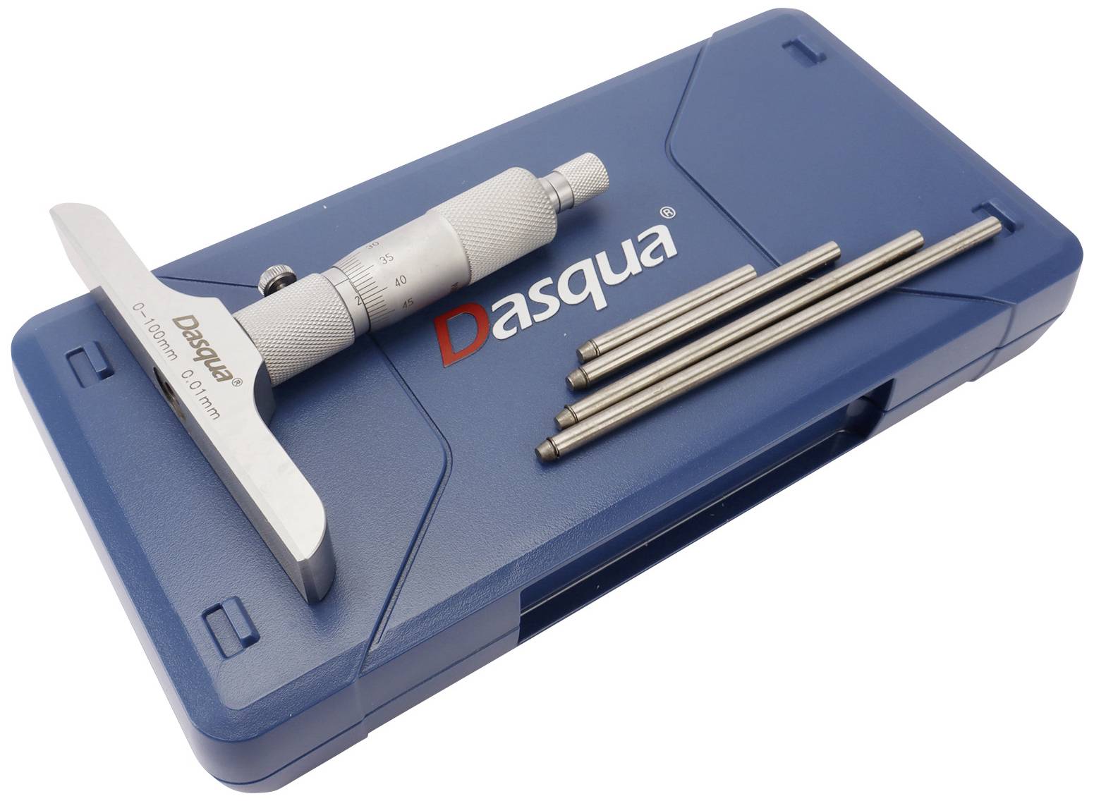 Dasqua 4611-8120 Micromètre de profondeur avec tige remplaçable 100 mm (max) Lecture: 0.01 mm