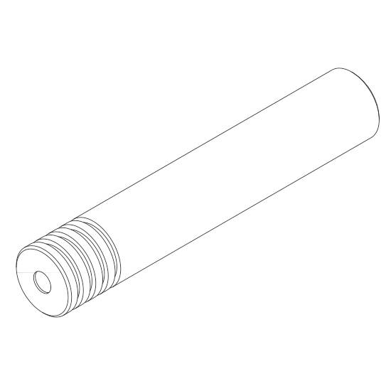 Pièce cylindrique filetée à une extrémité, représentée de manière schématique. Convient pour des illustrations techniques ou des descriptions de produits.
