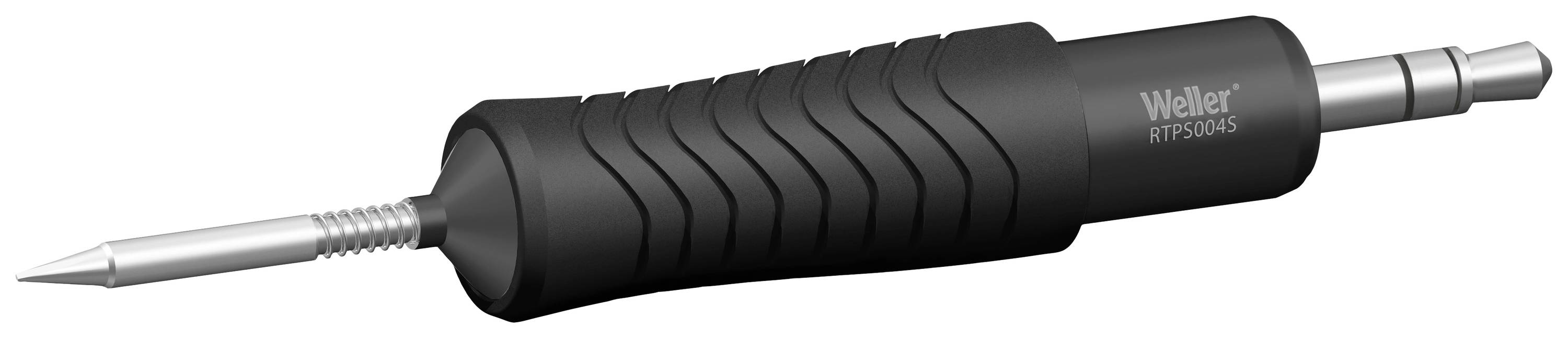 Un fer à souder avec une poignée noire, une surface texturée et une pointe métallique. Adapté pour des travaux de soudure précis.