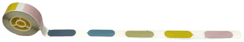 Ruban adhésif multicolore à cinq couleurs : Rose, Bleu, Jaune, Vert et Rose. Il est enroulé en rouleau.