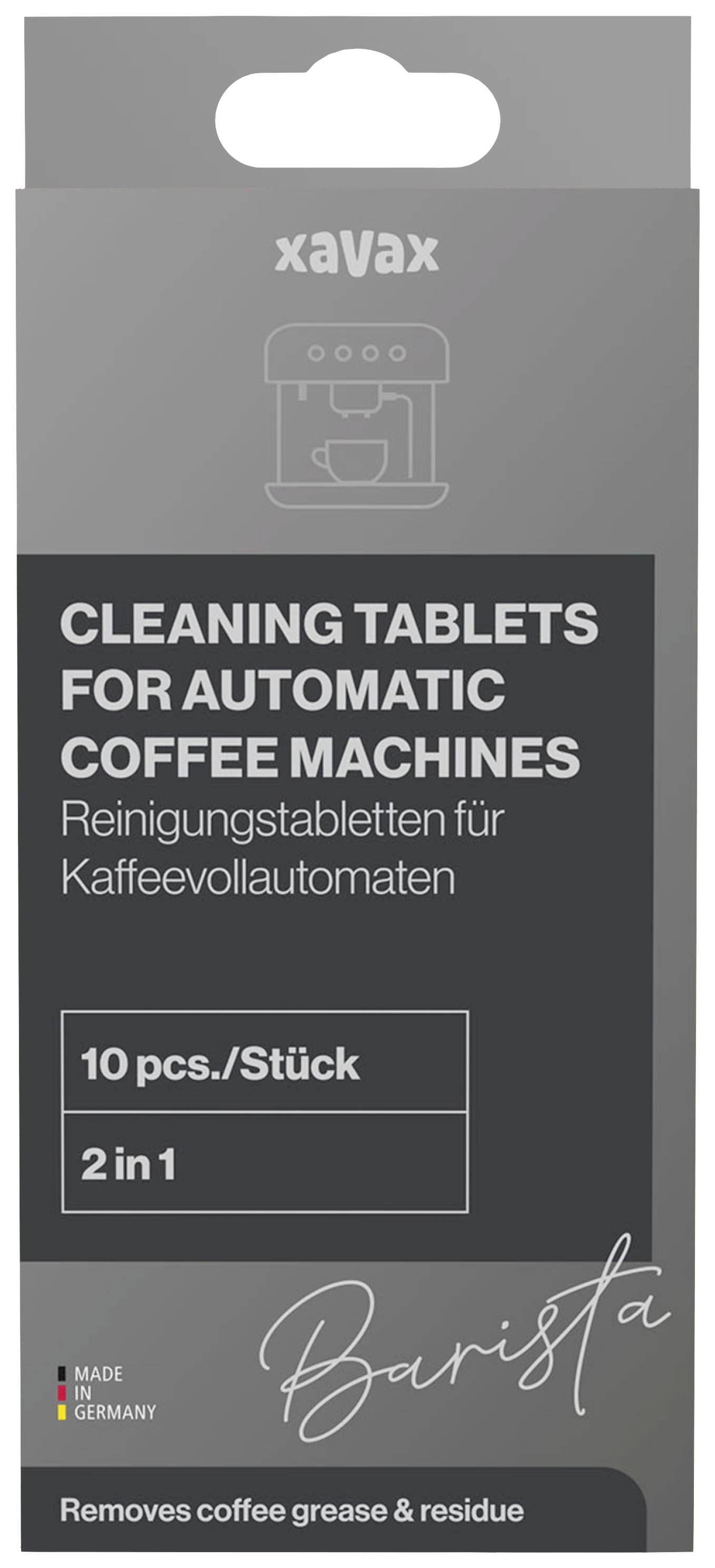 Titre : TABLETTES DE NETTOYAGE POUR MACHINES À CAFÉ AUTOMATIQUES. Emballage de 10 tablettes, 2 en 1, Fabriqué en Allemagne.